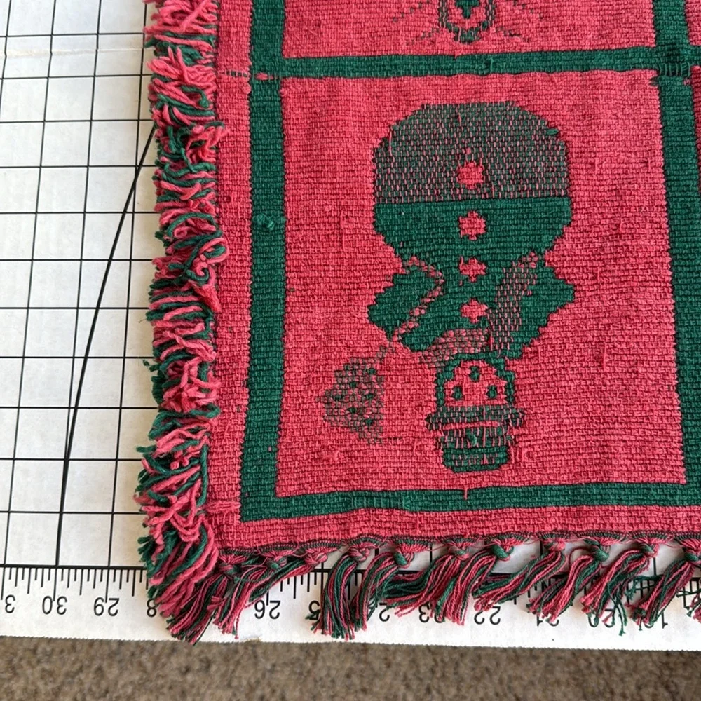 Vintage 1994 Hayim Co. Christmas Tapestry Throw/Rug – 100% Cotton – 46” x 28”